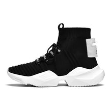 Load image into Gallery viewer, Men's Chic Black/White High Top Sock Sneaker Shoes - Abershoes