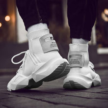 Load image into Gallery viewer, Men's Chic Black/White High Top Sock Sneaker Shoes - Abershoes