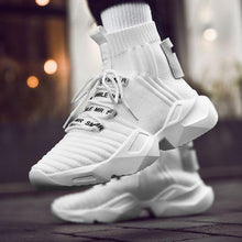 Load image into Gallery viewer, Men's Chic Black/White High Top Sock Sneaker Shoes - Abershoes
