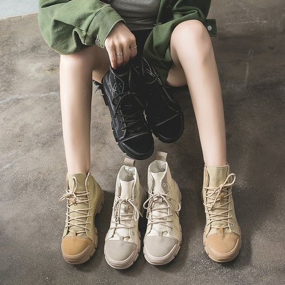 Women's British Street Style High Top Martin Boots - Abershoes