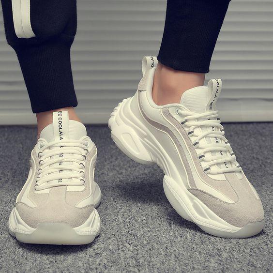 Trendy Striped Comfortable Sneaker Shoes - White - Abershoes