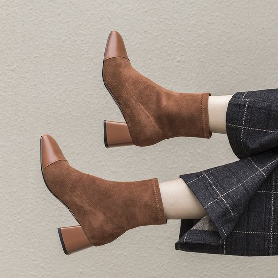 Trendy Color Block Short Ankle Boots - Abershoes