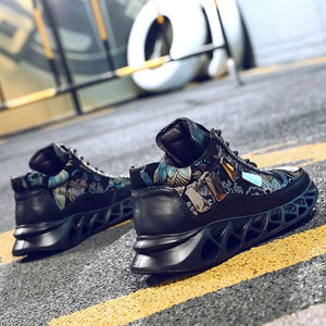 Men's Floral Print Color Block Sneaker Shoes - Abershoes