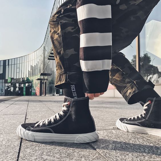 Men's Stylish High Top Hip Hop Canvas Shoes - Abershoes