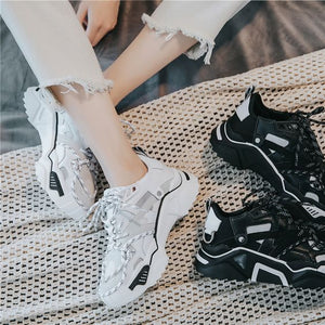 New Arrival Trendy Design Black/White Dad Sneaker Shoes - Abershoes